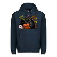 Navy halloween black cats Premium Hoodie - LillyAllenDesigns