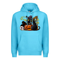 Ocean Blue halloween black cats Premium Hoodie - LillyAllenDesigns