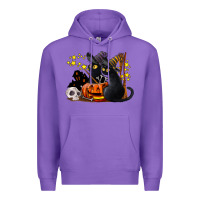 Purple halloween black cats Premium Hoodie - LillyAllenDesigns
