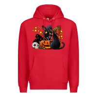 Red halloween black cats Premium Hoodie - LillyAllenDesigns