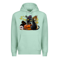 Seafoam halloween black cats Premium Hoodie - LillyAllenDesigns