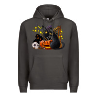 Smoke halloween black cats Premium Hoodie - LillyAllenDesigns