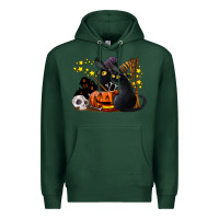 Sports Green halloween black cats Premium Hoodie - LillyAllenDesigns