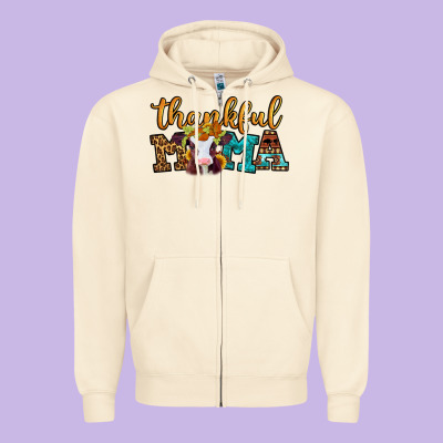 Thankful Mama Baby Calf Zipper Hoodie Designed By Jasminsmagicworld