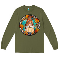 Army Green fall gnomes round earrings Long Sleeve Tee - Artiststas