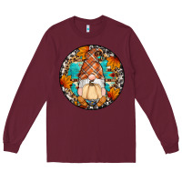 Burgundy fall gnomes round earrings Long Sleeve Tee - Artiststas
