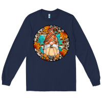 Navy fall gnomes round earrings Long Sleeve Tee - Artiststas
