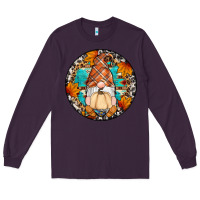 Plum fall gnomes round earrings Long Sleeve Tee - Artiststas