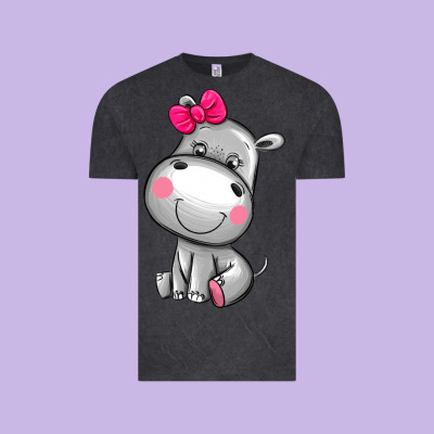 Cute Hippopotamus Vintage Tee Designed By Adodesignshop