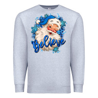 Heather Grey believe winter christmas santa claus Premium Sweatshirt - MaliasSmallBusiness