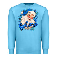 Ocean Blue believe winter christmas santa claus Premium Sweatshirt - MaliasSmallBusiness