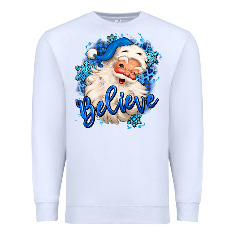 Believe Winter Christmas Santa Claus Premium Sweatshirt by MaliasSmallBusiness | Teevron
