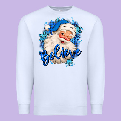 Believe Winter Christmas Santa Claus Premium Sweatshirt Designed By Maliassmallbusiness
