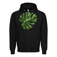 Black Monstera Leaf Zipper Hoodie - LillyAllenDesigns