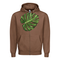 Chestnut Monstera Leaf Zipper Hoodie - LillyAllenDesigns