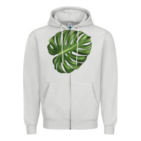 Dove Grey Monstera Leaf Zipper Hoodie - LillyAllenDesigns