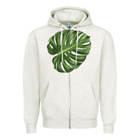 Oatmeal Heather Monstera Leaf Zipper Hoodie - LillyAllenDesigns