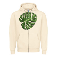 Sandshell Monstera Leaf Zipper Hoodie - LillyAllenDesigns
