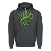 Smoke Monstera Leaf Zipper Hoodie - LillyAllenDesigns