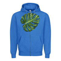 True Royal Monstera Leaf Zipper Hoodie - LillyAllenDesigns