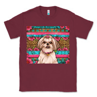 Burgundy shih tzu floral tumbler Classic Tee - JahusDesignShop