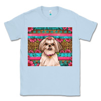 Dusty Blue shih tzu floral tumbler Classic Tee - JahusDesignShop