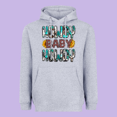 Western Howdy Baby Howdy Heavyweight Hoodie Designed By Nancycooperartshop