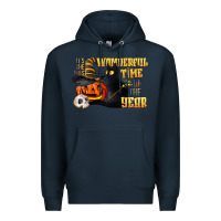 Navy wonderful time of the year halloween Premium Hoodie - LillyAllenDesigns