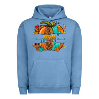 Pigment Pebble Blue thankful grateful blessed mom pumpkin Urban Hoodie - NancyCooperArtShop
