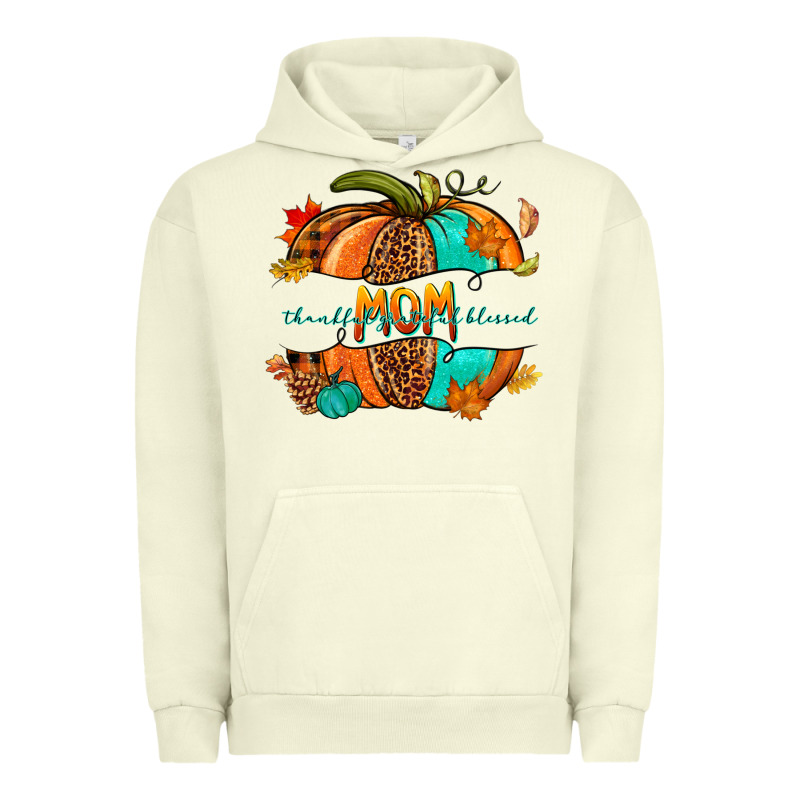 Thankful Grateful Blessed Mom Pumpkin Urban Hoodie by NancyCooperArtShop | Teevron