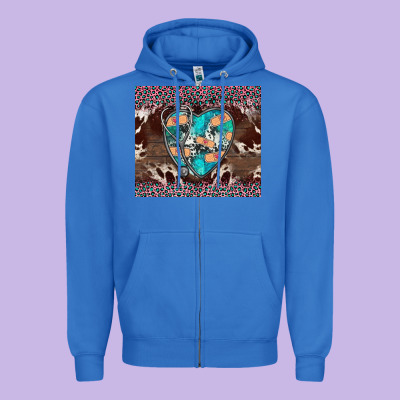Western Nurse Stethoscope Pink Leopard Zipper Hoodie Designed By Barkaloodesign