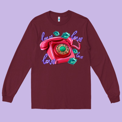Love Balloons And Pink Valentines Telephone Long Sleeve Tee Designed By Adodesignshop