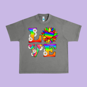 Love And Sunflower Urban Heavy Tee Designed By Hra Design Shop
