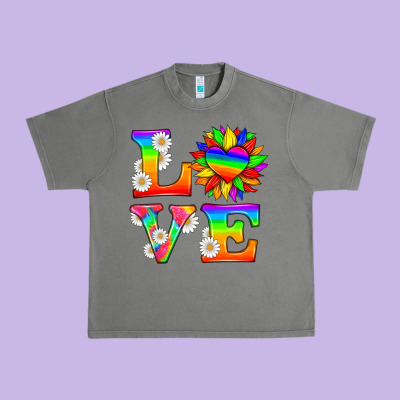Love And Sunflower Urban Heavy Tee Designed By Hra Design Shop