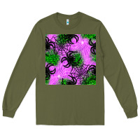 Army Green halloween spider green leopard seamless pattern Long Sleeve Tee - BundleAndBundleShop