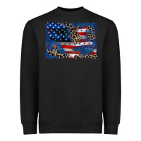 Black Leopard glitter American flag 4th of july Heavyweight Sweatshirt - CowGirlArtShop
