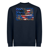 Navy Leopard glitter American flag 4th of july Heavyweight Sweatshirt - CowGirlArtShop