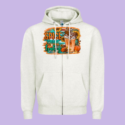 Spice Spice Baby Pumpkin Spice Latte Zipper Hoodie Designed By Jasminsmagicworld