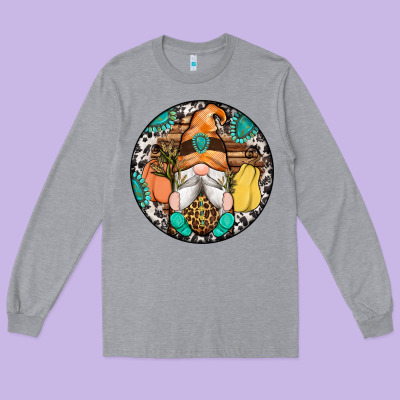 Fall Gnomes Round Earrings 1 Long Sleeve Tee Designed By Artiststas