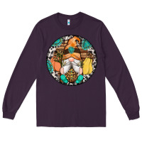 Plum fall gnomes round earrings 1 Long Sleeve Tee - Artiststas