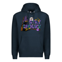 Navy Stay Spooky With Black Cat Premium Hoodie - LillyAllenDesigns
