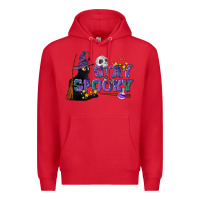 Red Stay Spooky With Black Cat Premium Hoodie - LillyAllenDesigns