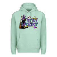 Seafoam Stay Spooky With Black Cat Premium Hoodie - LillyAllenDesigns