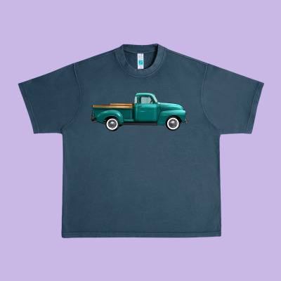 Western Truck Right Side View Urban Heavy Tee Designed By Fadigitalartstudio