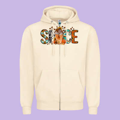 Pumpkin Spice Latte Zipper Hoodie Designed By Jasminsmagicworld