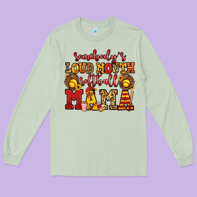 Somebody's Loud Mouth Softball Mama Long Sleeve Tee Designed By Jasminsmagicworld