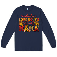Navy somebody's loud mouth softball mama Long Sleeve Tee - Jasminsmagicworld
