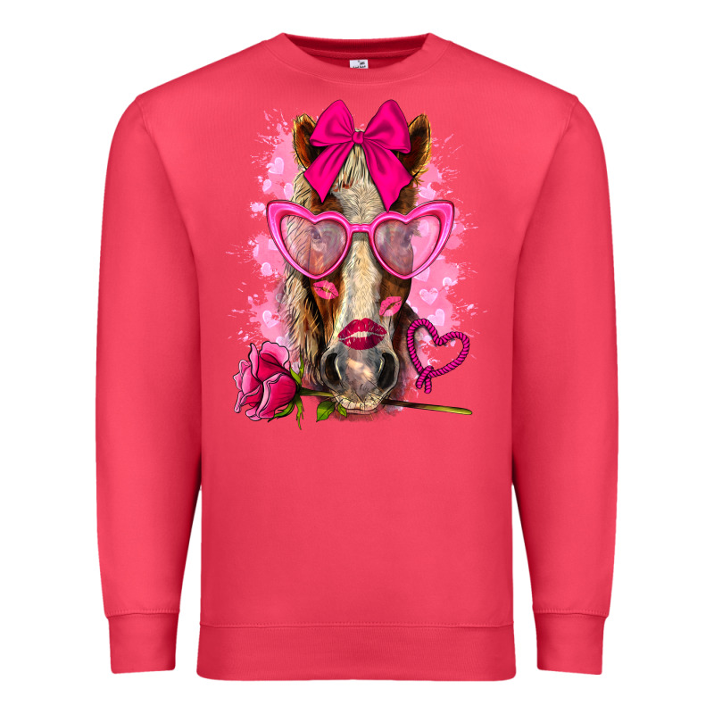 Valentines Day Horse With Sunglasses Premium Sweatshirt by NancyCooperArtShop | Teevron