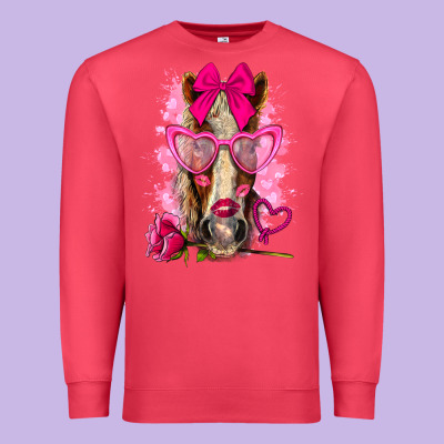 Valentines Day Horse With Sunglasses Premium Sweatshirt Designed By Nancycooperartshop