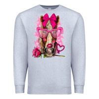 Heather Grey valentines day horse with sunglasses Premium Sweatshirt - NancyCooperArtShop